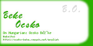beke ocsko business card